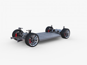 tesla model y awd white with interior and chassis 3D Model