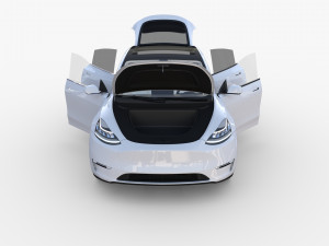 tesla model y awd white with interior and chassis 3D Model