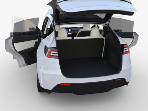 tesla model y awd white with interior and chassis 3D Model