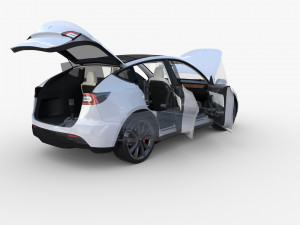 tesla model y awd white with interior and chassis 3D Model