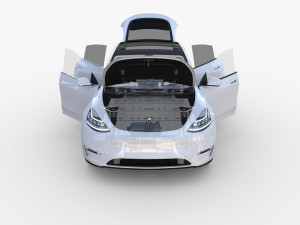 tesla model y awd white with interior and chassis 3D Model