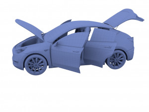 tesla model y awd white with interior and chassis 3D Model