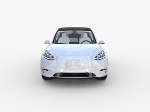 tesla model y awd white with interior and chassis 3D Model