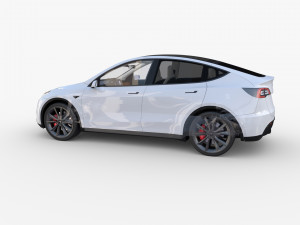 tesla model y awd white with interior and chassis 3D Model