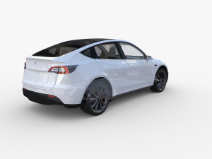 tesla model y awd white with interior and chassis 3D Model