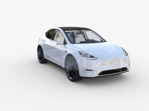 tesla model y awd white with interior and chassis 3D Model