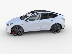 tesla model y awd white with interior and chassis 3D Model