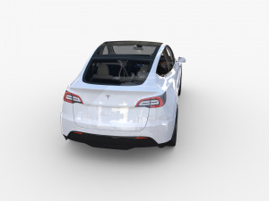 tesla model y awd white with interior and chassis 3D Model