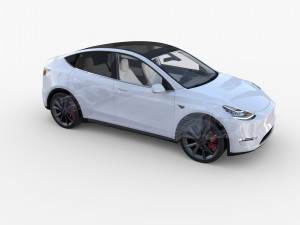 tesla model y awd white with interior and chassis 3D Model