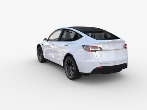 tesla model y awd white with interior and chassis 3D Model