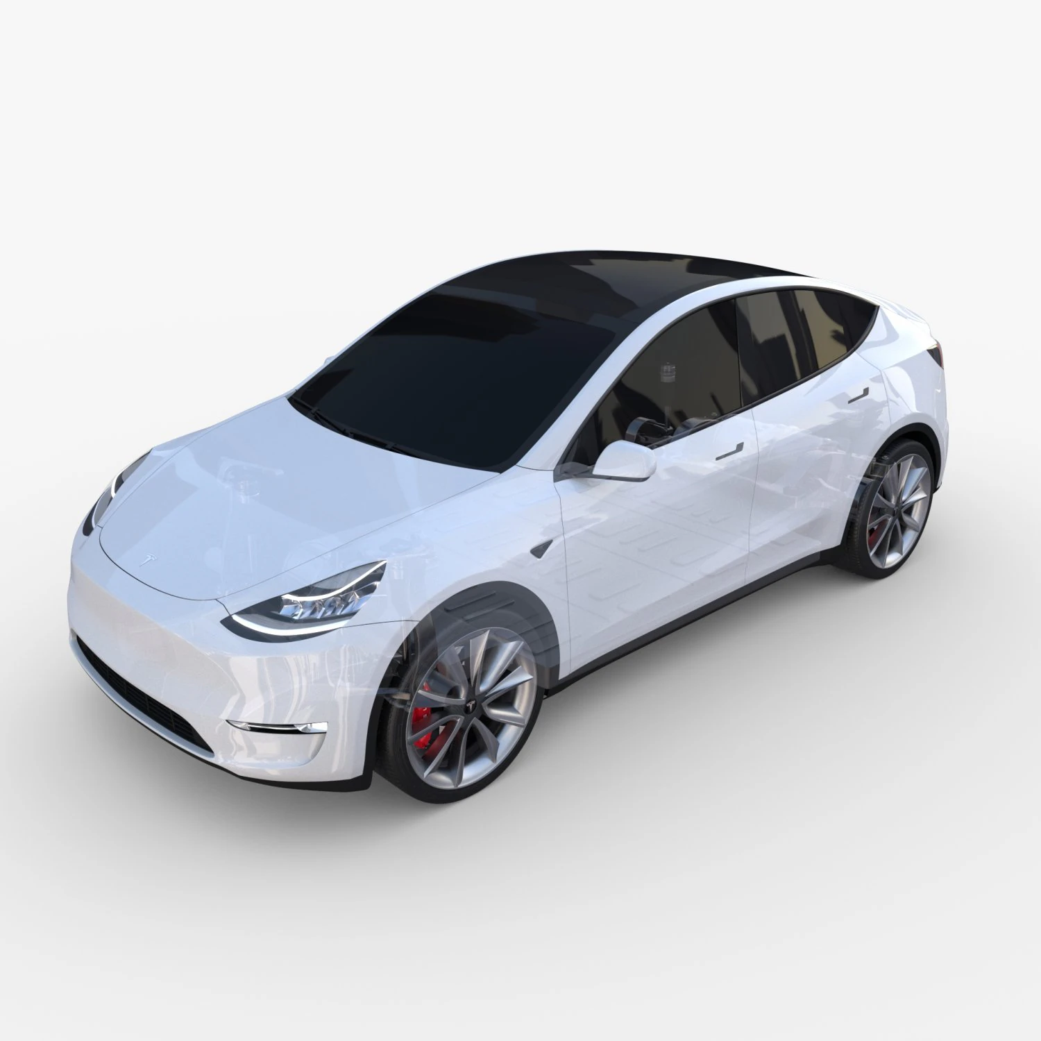 tesla model y awd white with chassis 3D Model .c4d .max .obj .3ds .fbx .stl .blend 