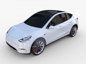 tesla model y awd white with chassis 3D Model