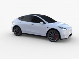 tesla model y awd white with chassis 3D Model