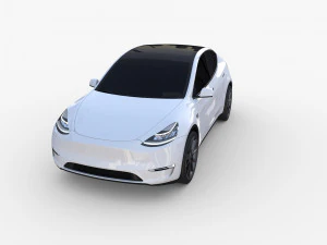 tesla model y awd white with chassis 3D Model