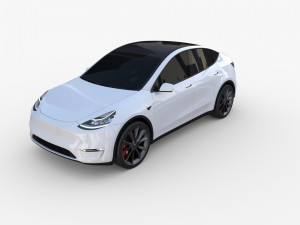 tesla model y awd white with chassis Modèle 3D