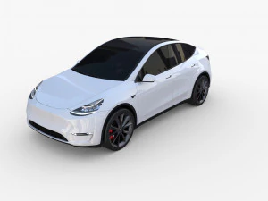 tesla model y awd white with chassis 3D Model