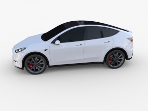 tesla model y awd white with chassis Modèle 3D