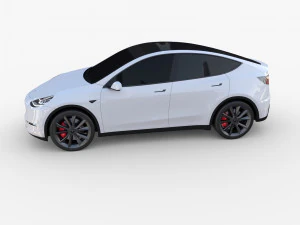 tesla model y awd white with chassis 3D Model