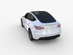 tesla model y awd white with chassis Modèle 3D