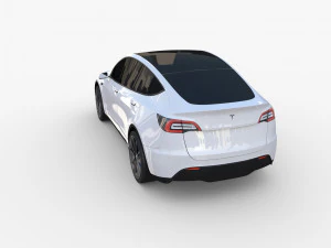 tesla model y awd white with chassis 3D Model