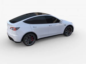 tesla model y awd white with chassis 3D Model