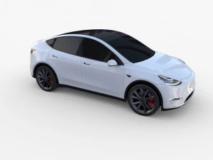 tesla model y awd white with chassis 3D Model