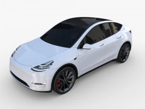tesla model y awd white with chassis 3D Model