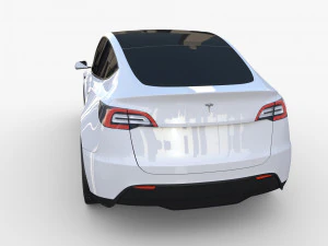 tesla model y awd white with chassis 3D Model