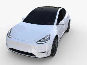 tesla model y awd white with chassis 3D Model