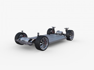 tesla model y awd white with chassis Modèle 3D