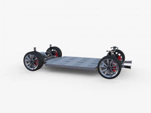 tesla model y awd white with chassis 3D Model