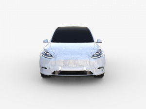 tesla model y awd white with chassis Modèle 3D