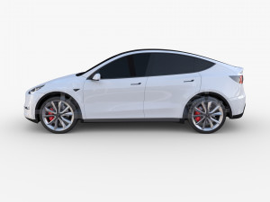 tesla model y awd white with chassis Modèle 3D
