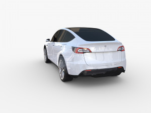 tesla model y awd white with chassis Modèle 3D