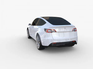 tesla model y awd white with chassis 3D Model