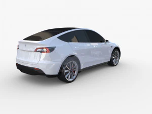tesla model y awd white with chassis 3D Model