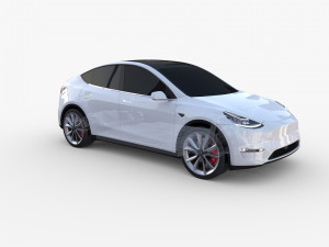 tesla model y awd white with chassis Modèle 3D