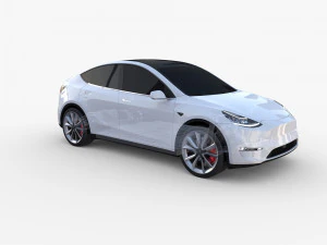 tesla model y awd white with chassis 3D Model