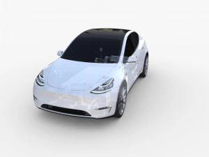 tesla model y awd white with chassis 3D Model