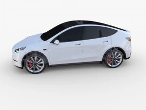 tesla model y awd white with chassis 3D Model
