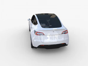 tesla model y awd white with chassis 3D Model