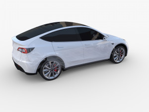 tesla model y awd white with chassis Modèle 3D