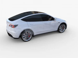 tesla model y awd white with chassis 3D Model