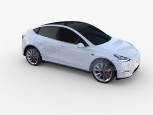 tesla model y awd white with chassis Modèle 3D