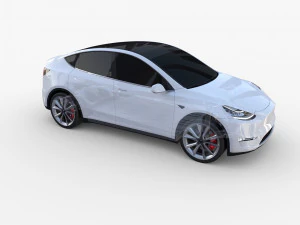 tesla model y awd white with chassis 3D Model