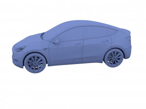 tesla model y awd white with chassis 3D Model