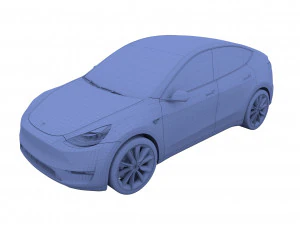 tesla model y awd white with chassis 3D Model
