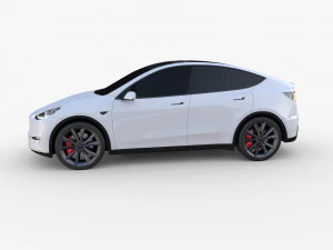 tesla model y awd white with chassis 3D Model