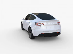 tesla model y awd white with chassis 3D Model