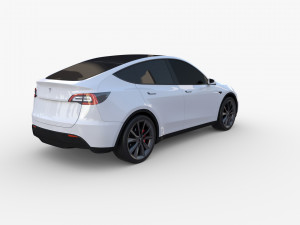 tesla model y awd white with chassis Modèle 3D